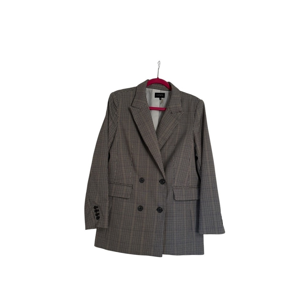 1. State Plaid Houndstooth Double Breasted Academia Blazer Jacket Size 10 - Picture 2 of 4
